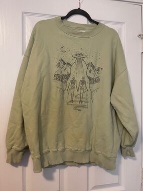 Sage Skeleton Graphic Crewneck Oversized Sweatshirt